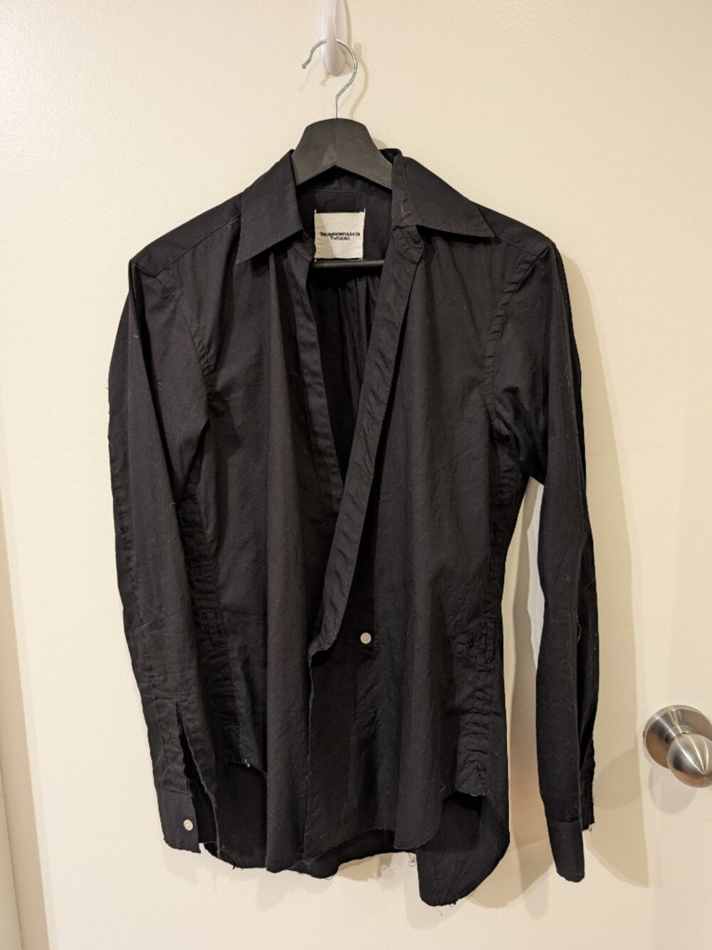 Takahiromiyashita The Soloist Black Overwrap Shirt SS17